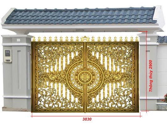 Mẫu cổng nhôm đúc- mẫu 56: Mẫu thiết kế cổng tứ linh vuông