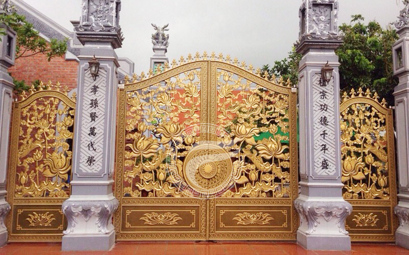 Mẫu cổng nhôm đúc - mẫu 53: Cổng họa tiết Hoa Sen